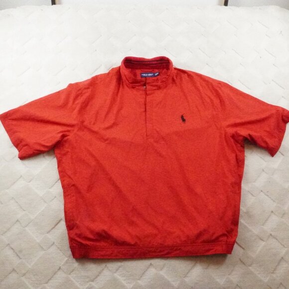 Polo Ralph Lauren Windbreaker Jacket Mens 2XL Red Short Sleeve Pull Over Golf - Picture 1 of 12